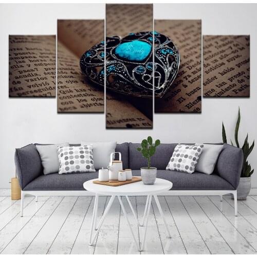 Modern Home Wall Art Decoration Frame Pictures 5 Pieces Book Heart shaped stone HD Printed Painting On Canvas Modular Posters
