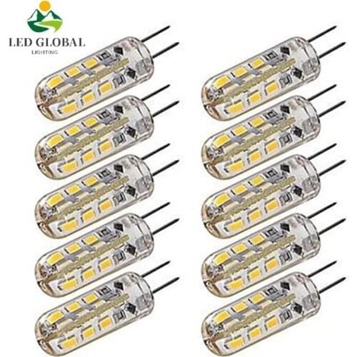 10pcs G4 Led Bulb 2W 12V/AC220V 3014SMD 24led Silicone Lamp Warm white/White l 360 Degree Angle LED Light