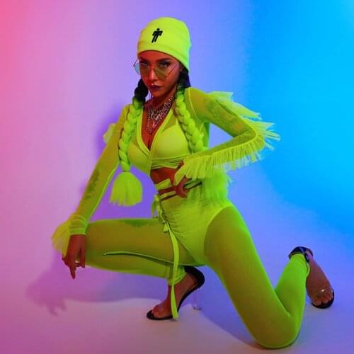 Pole Dancing Clothes Women DS DJ Stage Outfit Gogo Dancer Costume Sexy Clubwear Western Wear See Through Singer Costume DL7468