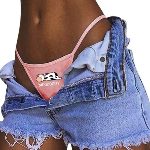 S-2XL Plus Size Women Funny Lazy Cow Mood Printing Solid Color High Elastic Lingerie knickers High Waist soft Intimate Underwear