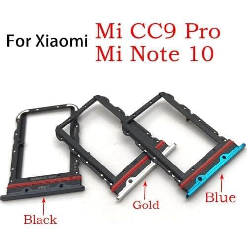 20pcs/Lot For Xiaomi Redmi Note 9S 9 Pro / Mi Note 10 Pro Sim Card SD Card Slot Tray Holder Repair Part Black Blue Gold Color