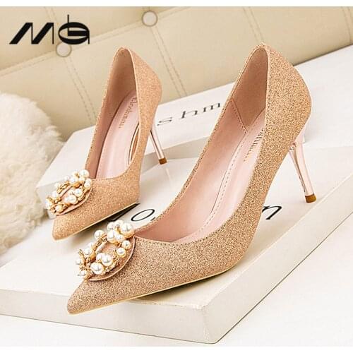 Womens Shoes High Heel Pumps Black Red Heels with Pearl Ladies Luxury Pumps Heels for Bride Weeding Dress Spring Summer Shoes
