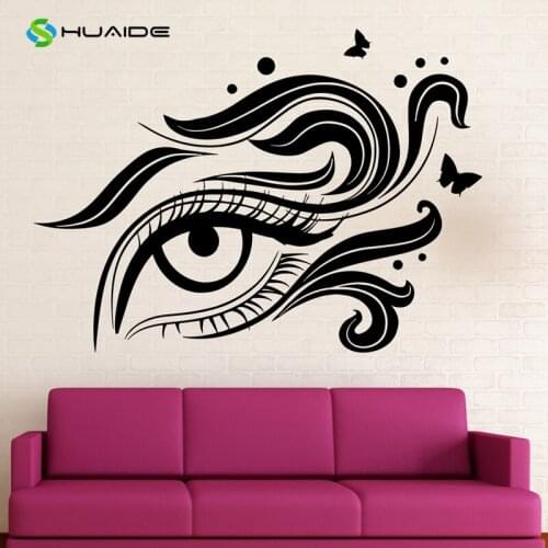 Girl Wall Decals Butterfly Eye Decal Beauty Salon Woman Wall Decor Vinyl Sticker Home Decor Wall Stickers Art Murals Poster A143