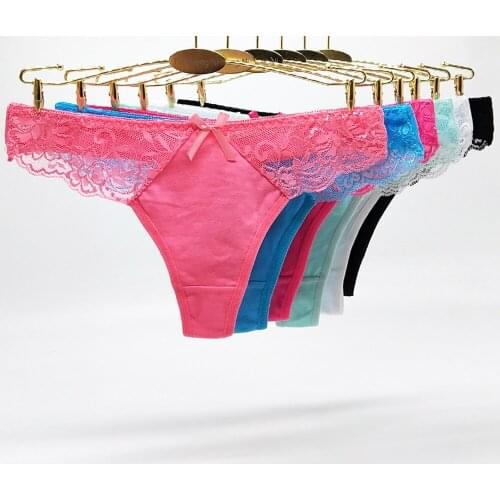 6 Pcs/Set Ladies Lace Sexy G String Femme Cotton Panties Women Underwear lingerie Thongs Woman 2021 Tangas Mujer Culottes