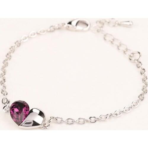 Romantic 2018 Fashion Brand Heart Crystal Bracelets For Women Classic Chain Link Bracelets High Quality Wedding Jewelry