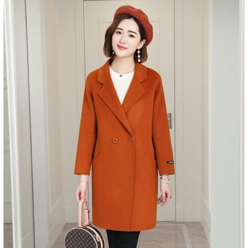 Jacket Winter Women 200% Wool Coat Female Double Breasted Long Clothes Spring Elegant Sided Woolen Overcoat LWL255055
