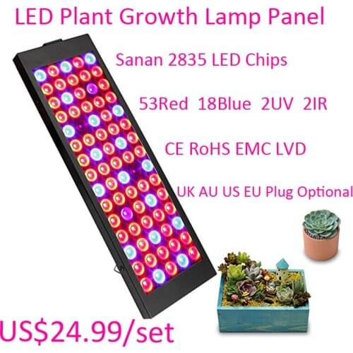 15W Plaent Grow SMD 2835 75LEDs Plant Growth Lamp Indoor Non-waterproof LED Grow Plants Light Flower Hydroponics Tent Grow UV IR