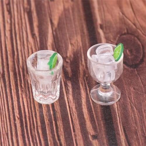 2pcs/Set 1/12 Drink Food Cup Decor Dollhouse Garden Miniature lemon Glass Kitchen 1:12 Decorations