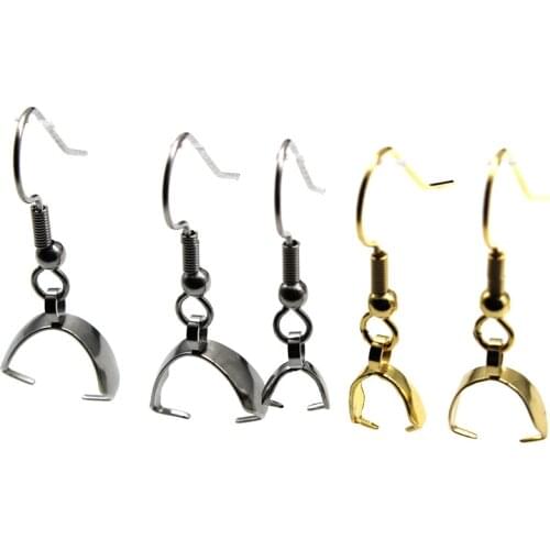 20pcs Stainless Steel Earring Hooks Finding Accessories Bead Caps Pedants Clips Pinch Bail Earring Ear Wires for Jewelry Making