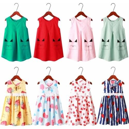 2020 Baby Girls Sleeveless Flower Print Dresses Clothes Kids 2-12Y Summer Princess Dress Children Party Ball Pageant Dress