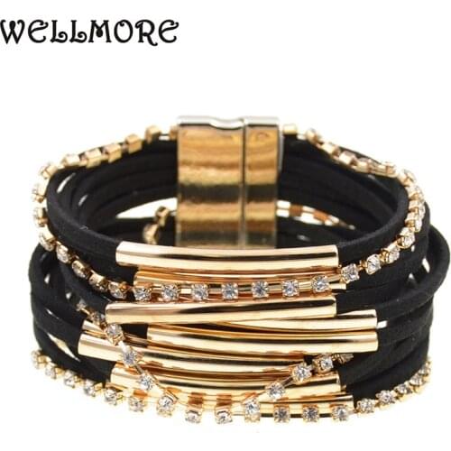 WELLMORE metal gold copper pipe bracelets for women bohemia bracelets wrap bracelets fashion jewelry wholesale dropshipping