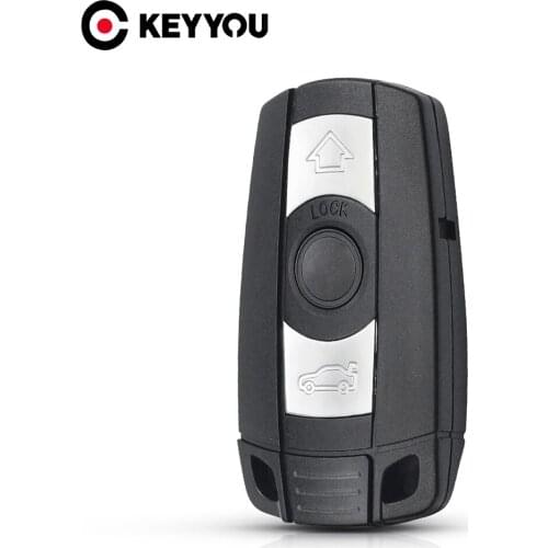 KEYYOU 10pcs Car Smart Remote Key Shell For BMW E60 E90 E91 E70 E71 E72 1 5 3 6 Series Fob 3 Buttons + Battery Holder Uncut Case