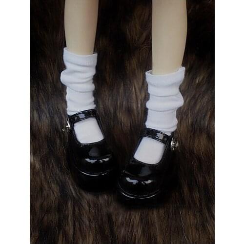 D01-P020 children handmade toy 1/3 1/4 Doll Accessories BJD/SD doll Buckle student shoes white black 1 pair