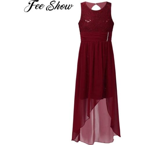 Kids Girls Lace Sequins Flower Girl Dresses Elegant Girls Dress vestidos Wedding Party Evening Gown Summer Childrens Dress