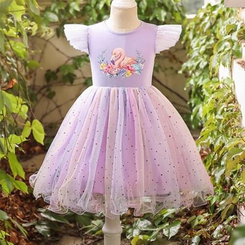 Children Dresses for Girls Halloween Childrens Costume Kids Flying Sleeve Sequins Birthday Party Tulle Dress 8 Y Girls Vestidos