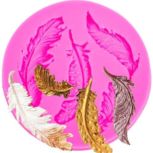 Feather shaped 3D Reverse sugar molding fondant cake silicone mold for polymer clay molds chocolate making decoration tools 1139
