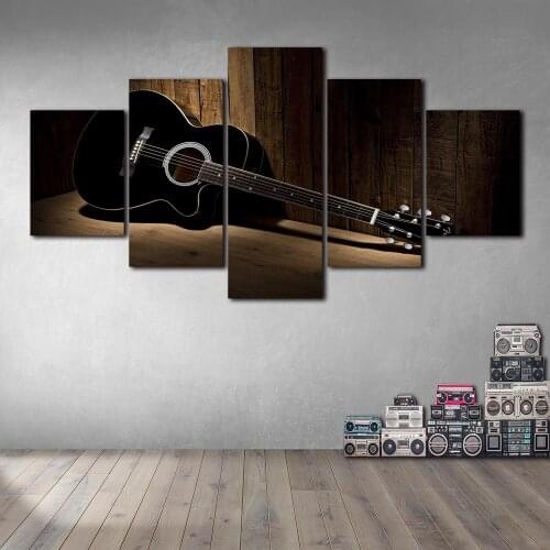 No Frame Oil Painting Canvas Black Guitar Poster Prints Wall Art Pictures Living Room Home Decor