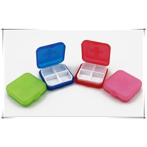 Cross medicine box 4 frosted plastic grid portable medicine box portable 5pcs / lot Free Shipping