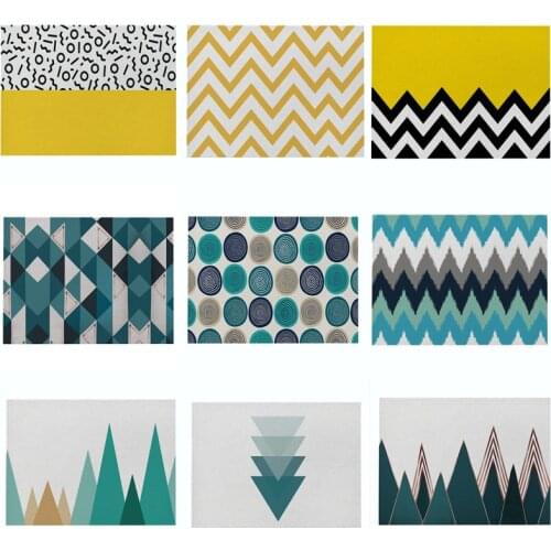Creative Geometric Printed Kitchen Placemat Dining Table Mat Coaster Cotton Linen Polyester Pads Cup Bowl Coaster Decoration
