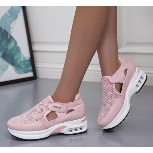 Fashion Platform Sneakers Women Shoes Sport Running Summer Breathable Mesh Casual Shoes Women Velcro Ladies Vulcanized Shoes