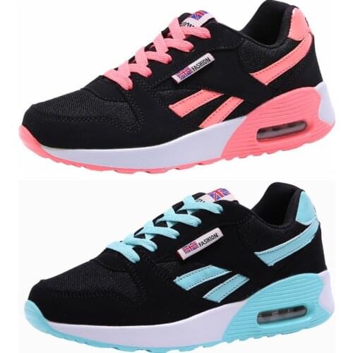 Mulher almofada de ar sapatos esportivos ao ar livre corrida rendas até senhoras sapatos mulher tênis tenis feminino casual