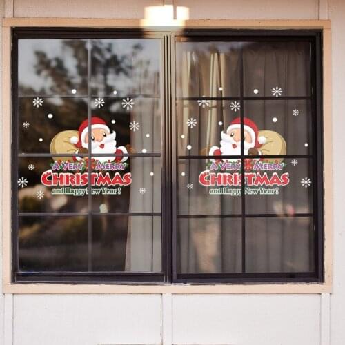 Lovely Santa Claus Merry Christmas Wall Stickers For Shop Showcase Decoration Xmas Festival Wall Mural Art Diy Home Decals