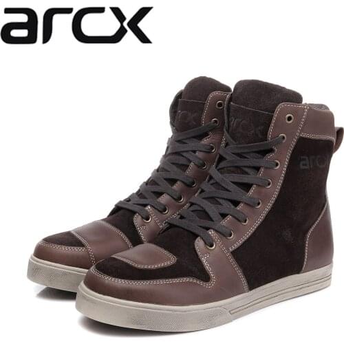 ARCX Mens Motorcycle Waterproof Leather Boots Moto Motorbike Boots Moto Four Seasons Botas Motocross Hiking Shoes