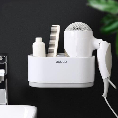 Wall Mounted Hair Dryer Rack Comb Holder Bathroom Storage Double Hole Hair Dryer Storage Stand Holder Bathroom Organizer Shelf