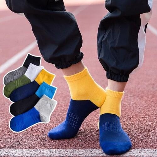 New Fashion Short Socks for Men Spring Autumn Stitching Breathable Comfortable Cotton Sports Ankle Socks Male Socks Dropship