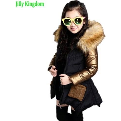 New Thickness Warmer Down Jacket For Girl Fashion Kids Winter Jacket Manteau Fille Hiver Hooded Girls Winter Coat 4-13Y
