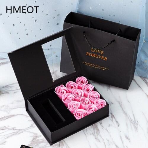 New Birthday Valentines Day Gift Soap Flower+Box+Gift Bag Jewelry Lipstick Storage Box Wedding Party Festival Table Ornaments