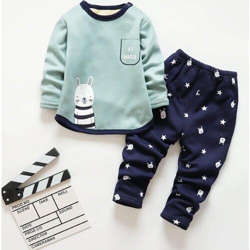 BibiCola autumn boys clothing set children cartoon fleece long sleeve 2pcs outfits kids casual sleepwear pajamas girls clothes