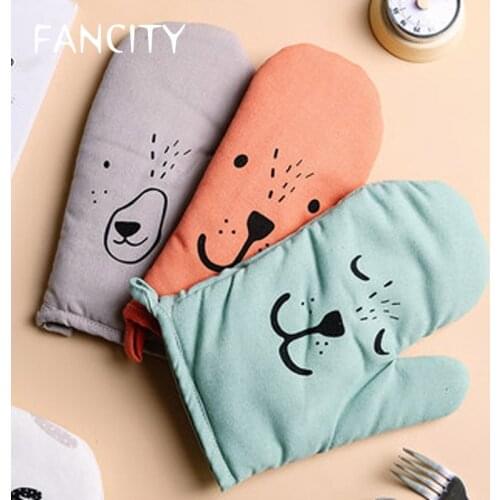 FANCITY Gloves high temperature and scalding thickening heat-resistant oven special microwave oven insulated gloves baking