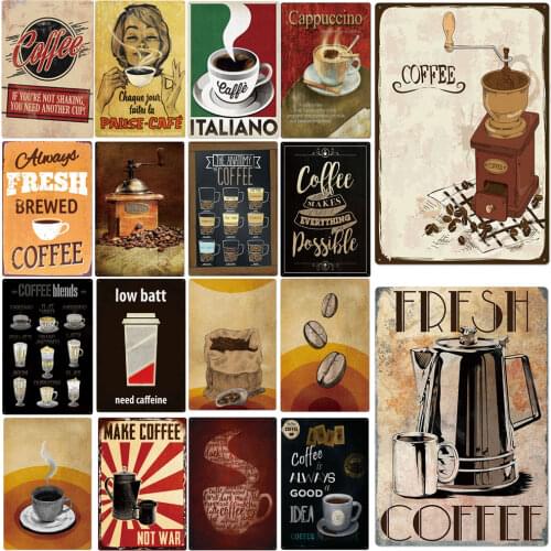Poster Rusty Vintage Metal Sign Coffee Tin Signs Home Kitchen Bar Cafe Shop Wall Decor 8x12 Inch