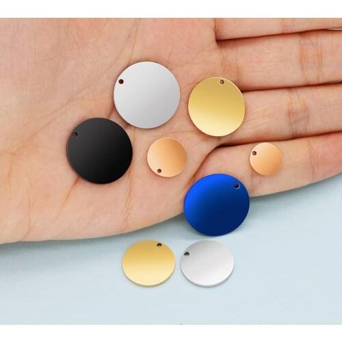20pcs/lot 304 Stainless Steel Accessory Jewelry 1.5mm Thickness Round Pendant 9 size and Multicolor for Engraved Making