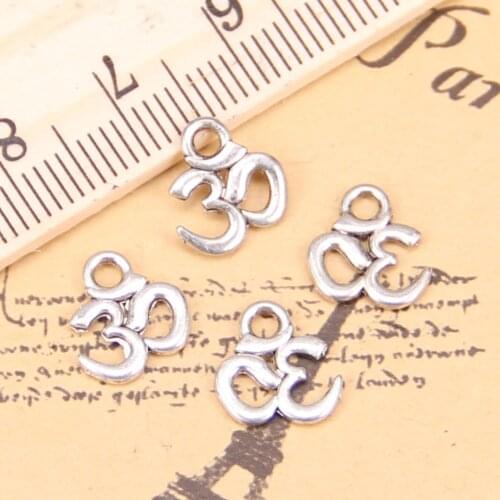 360pcs Charms For Jewelry Making yoga om 10x10mm Antique Silver Plated Pendants DIY Handmake Tibetan Silver Bracelet Necklace