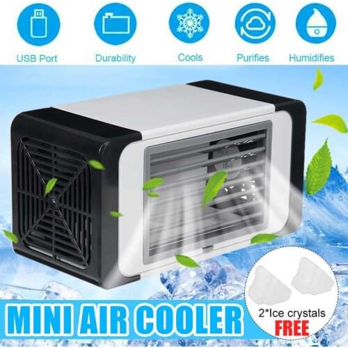 Portable Air Cooler Household Multifunctional USB Desktop Air Conditioner Fan with 2 Ice Crystal Pack Mini Air Conditioner Air