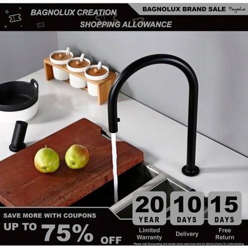 Swivel Kitchen Faucet Brass Material Kitchen Alba Matt Black Pull Down Head Sink Faucet Pull Out Black Spray Kitchen Sink Tap