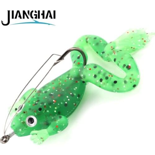 JIANGHAI Fishing Lures 4Pcs/lot Rubber Frog Soft Bait 60mm 5.3g 2 colors Plastic Fish with Hook CrankBait Fishing Tackle LS1