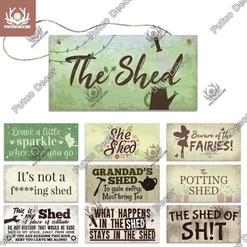 Putuo Decor Shed Wooden Signs Wooden Hanging Signs Plaque Wood for Shed Garage Bar Pub Plaque In Home Decor