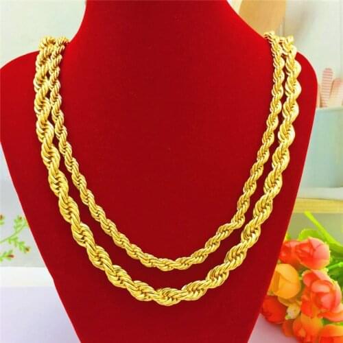 Luxury 6N Thick Chain 14K Gold Necklace for Men Women Wedding Engagement Anniversary Jewelry Boyfriend Chritmas Gift Man