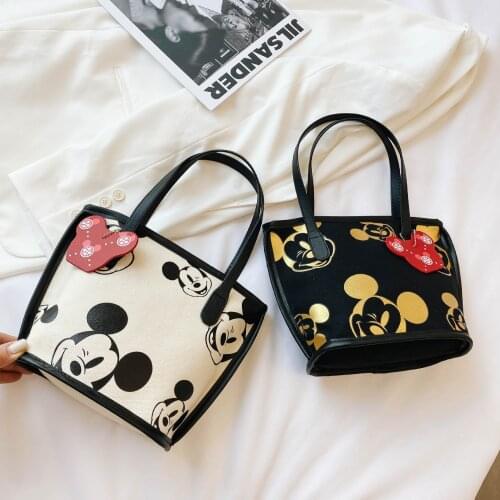 Mickey Minnie Printed Handbag Cartoon High Capacity Shopping Bag Casual Women Shoulder Bag Custom Pattern