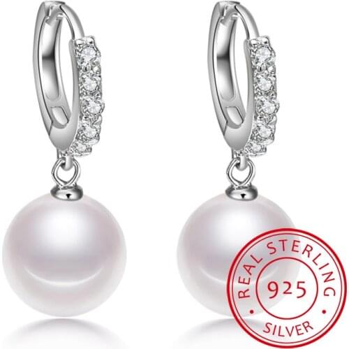 Pearl Earrings Genuine Natural Freshwater Pearl 925 Sterling Silver Earrings Pearl Jewelry For Wemon Wedding Gift