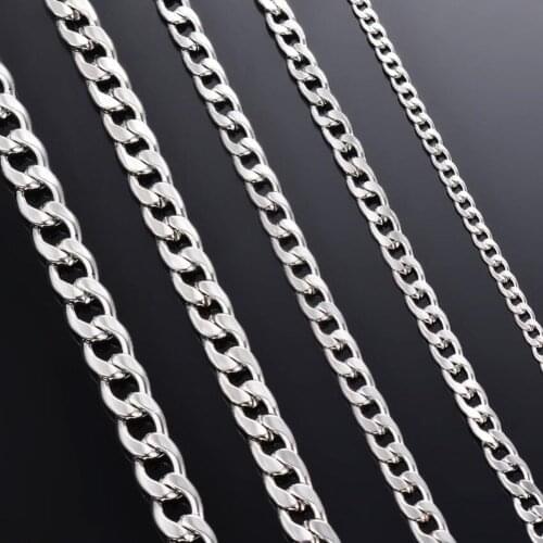 Width 3mm/4.5mm/5mm/6mm/7mm/7.5mm Stainless Steel Curb Cuban Link Chains Punk Chain Necklace Chokers Jewelry For Men Women