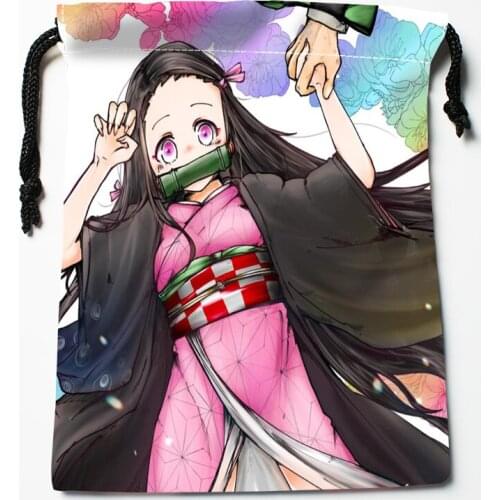 Custom Kimetsu no Yaiba Drawstring Bags Dust-Proof Fashion Pattern Print Storage Bags Boys Girls Birthday Gift Bag Size 18X22cm