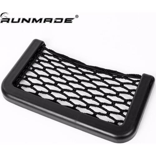 Runmade Universal Multifunction Storage Tuck Net String Bag Phone Holder Ticket Pocket Black Car styling