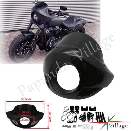 Universal 5.75" Headlight Fairing Short Smoke Windscreen Round Head Lamp Mask Cowl Universal for Harley Motorcycle 35-49mm Fork