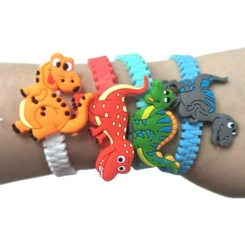 6pcs Dinosaur Party Rubber Bracelet Baby Shower Tropical Birthday Party Decorations Kids Gifts Safari Jungle Party Decoration