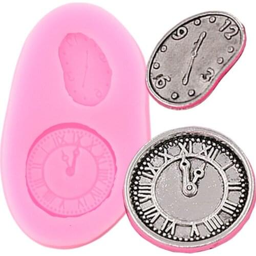 Vintage Clock Silicone Mold Sugarcraft Fondant Molds Cake Decorating Tools Chocolate Cupcake Topper Candy Polymer Clay Moulds
