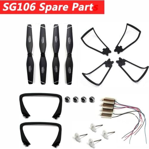 22PCS SG106 RC Drone Spare Parts Accessories Motor Engine Propeller Props Protective Frame Landing Skid Triop Blade Cover Gear